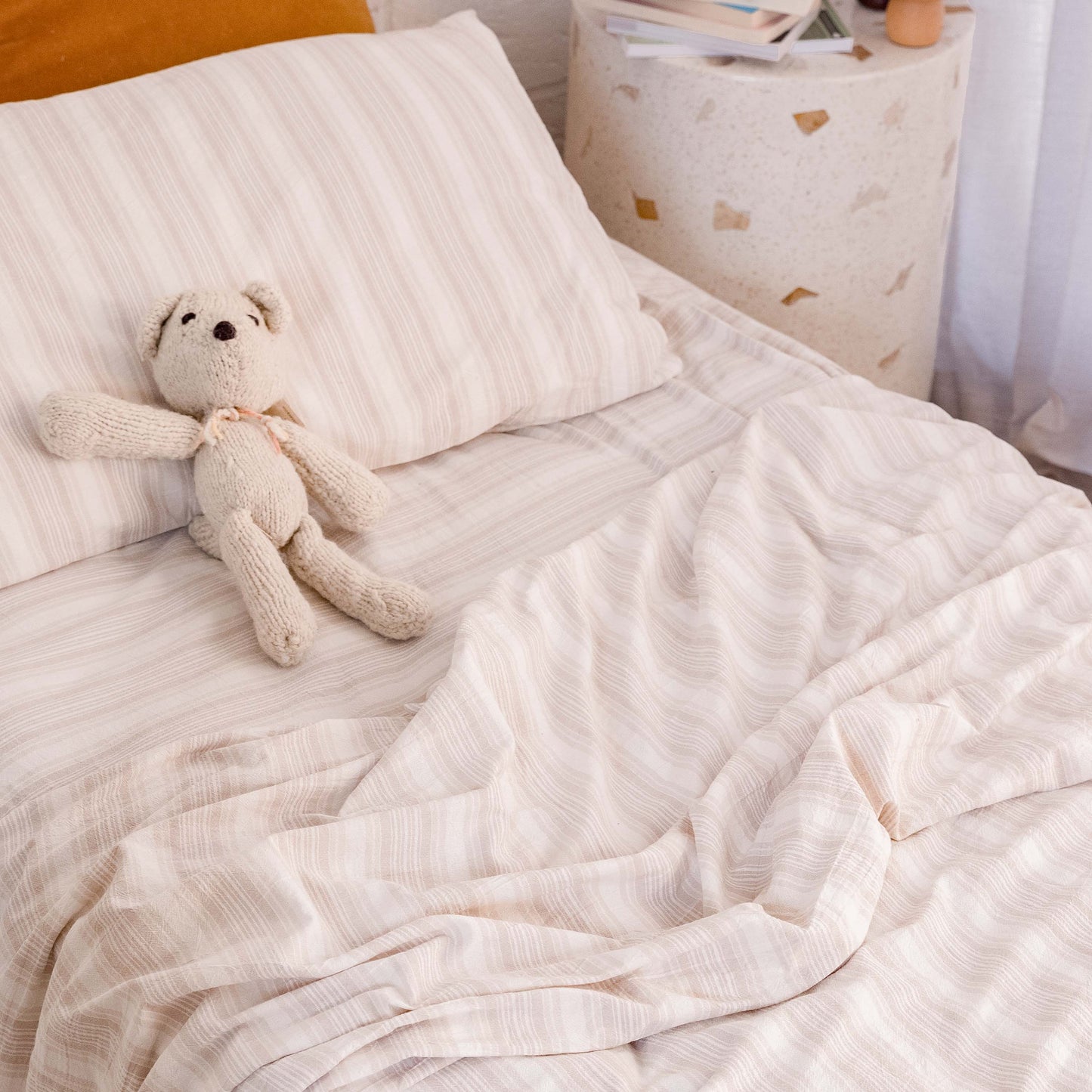 Zachary Striped Sheets - Oatmeal