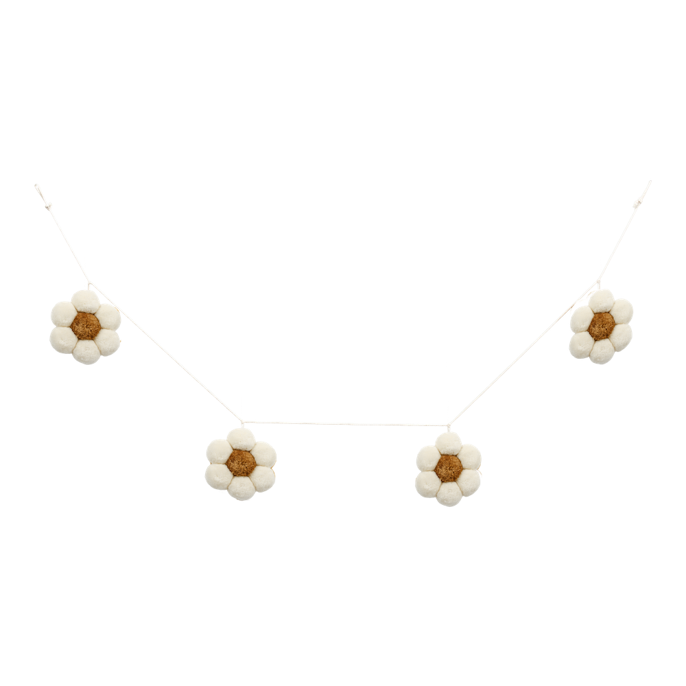Daisy Pom Pom Garland - Cream
