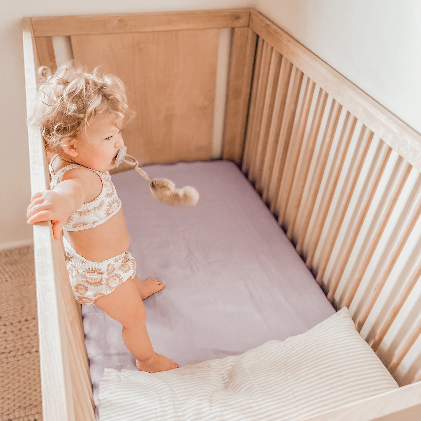 Linen Nursery Fitted Sheet - Lavender