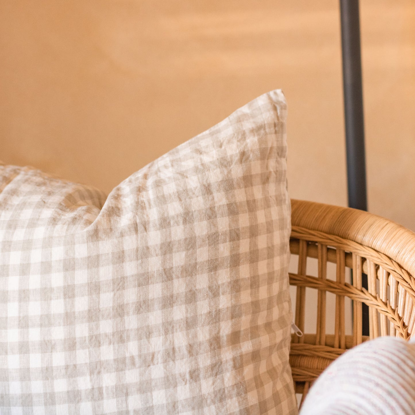 Linen Cushion Cover - Cloud Gingham