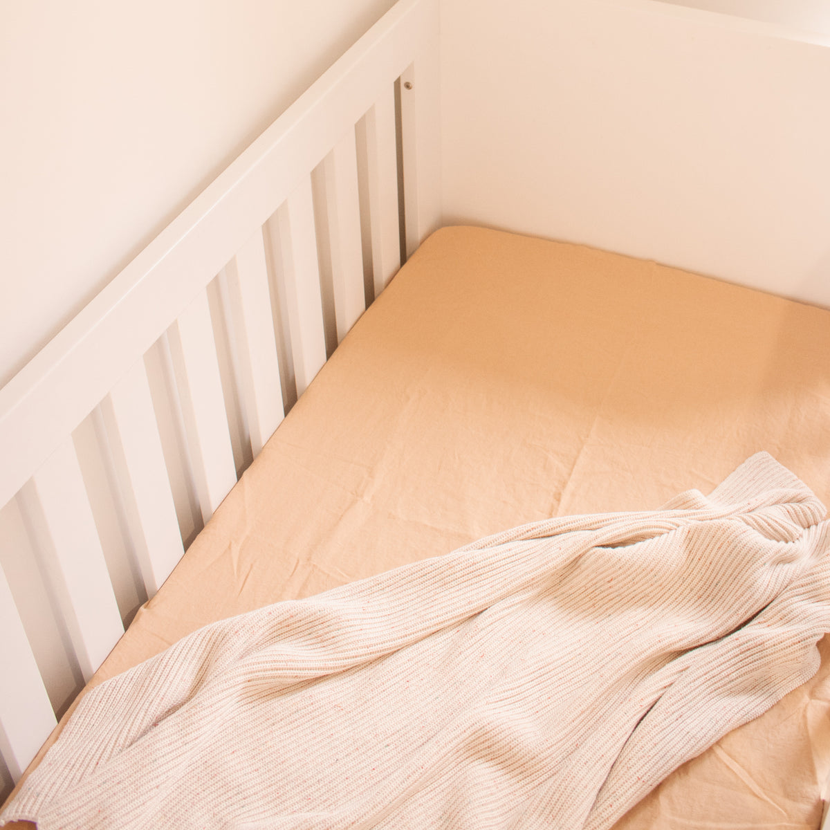 Linen Nursery Fitted Sheet - Peach