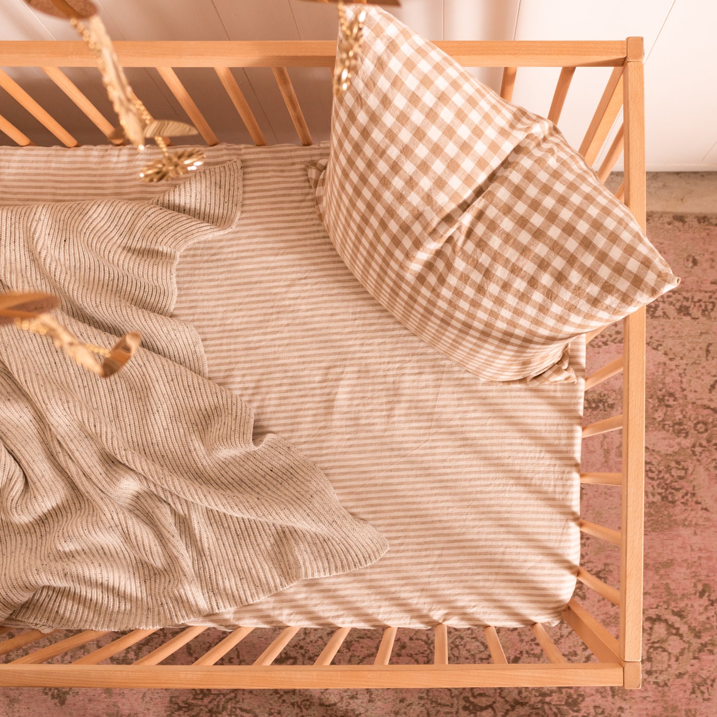 Linen Nursery Fitted Sheet - Biscuit