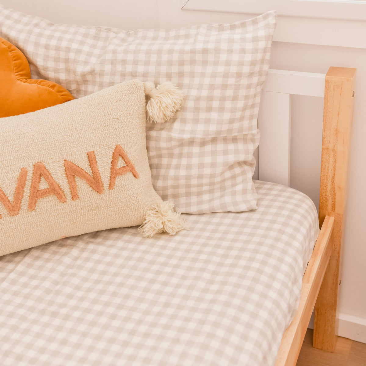 Linen Kids Sheets - Cloud Gingham