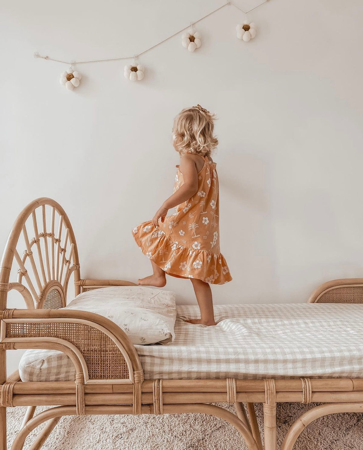 Linen Kids Sheets - Cloud Gingham