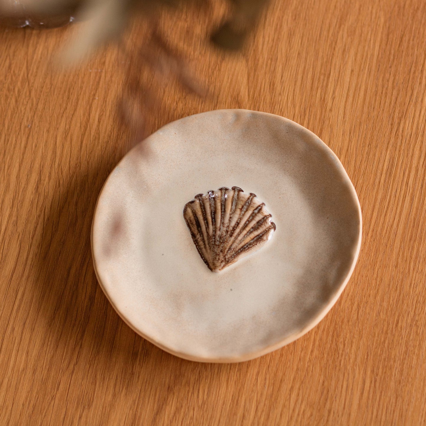 Shop our Riva ceramic shell plate with sandy brown glaze. Perfect for snacks, sweets, jewellery, coastal styling and table settings.