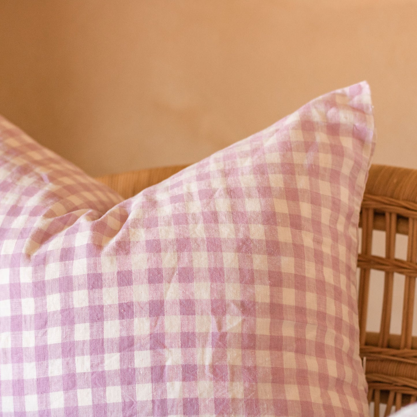 Linen Cushion Cover - Lilac Gingham