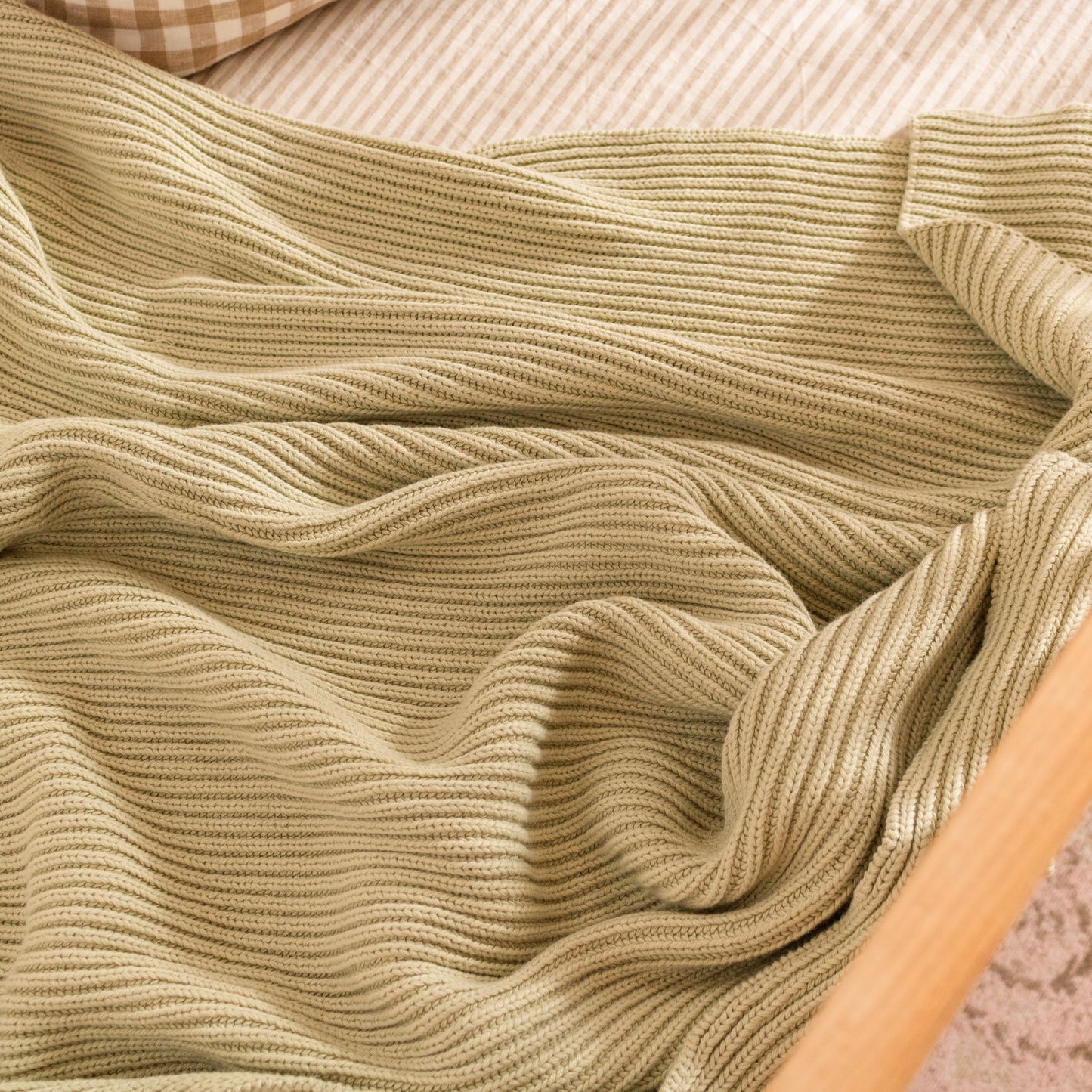 Cotton Ribbed Baby Blanket - Sage