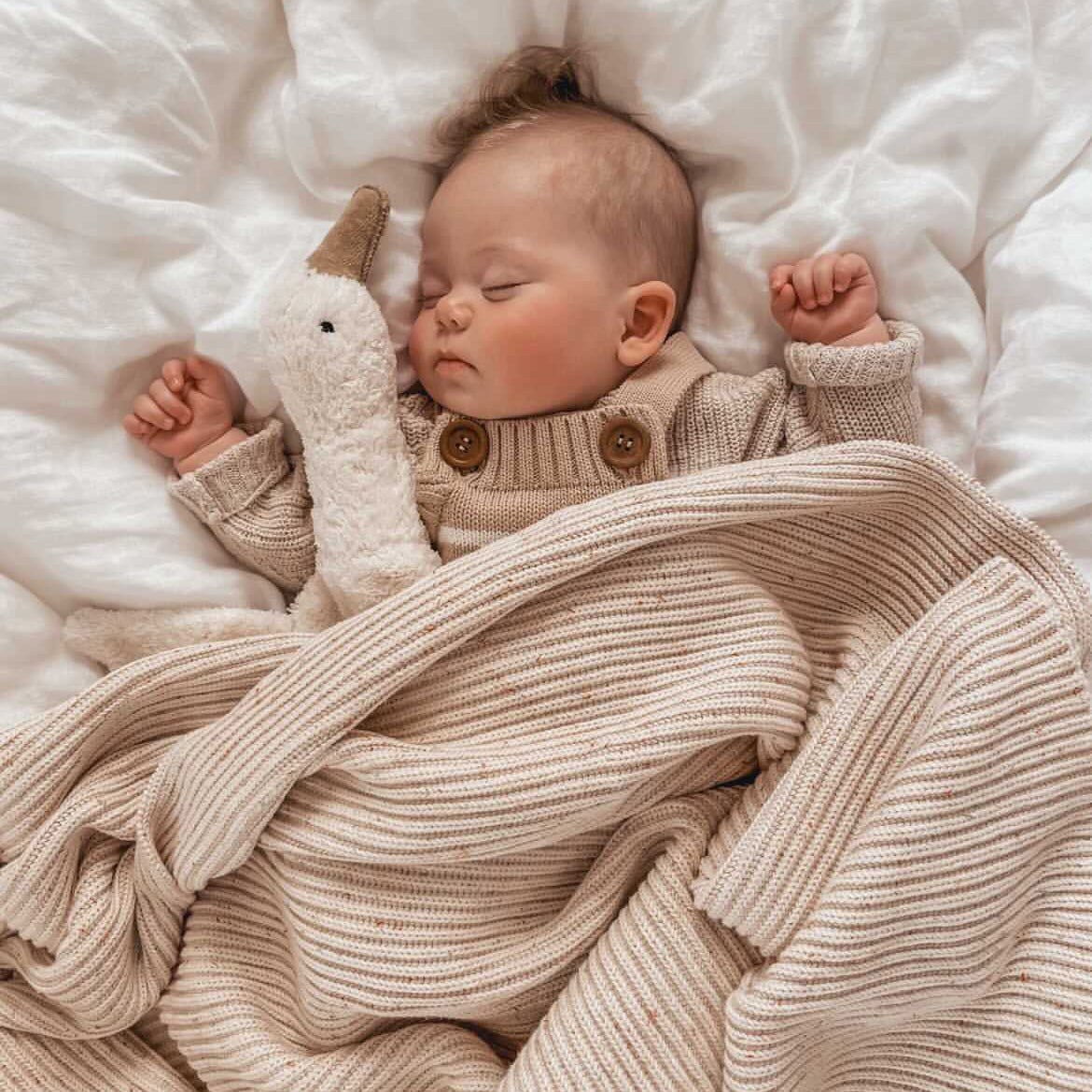 Cotton Ribbed Baby Blanket - Vanilla